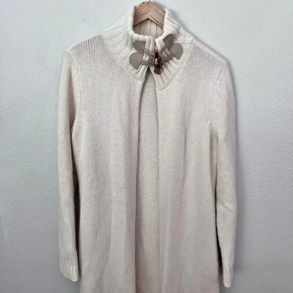 LAUREN RALPH | Sweater Cream ivory Cardigan Longline Knit Wool Angora | Medium - Picture 2 of 8